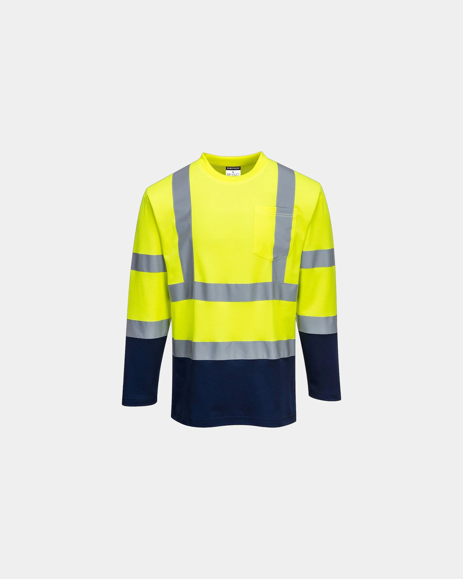 T-shirt lange mouwen katoen 175 g/m² om te personaliseren - Geel-Marineblauw